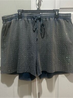Bar by Alexa Rae Blue Denim Drawstring Women's Shorts with Sparkle Accent